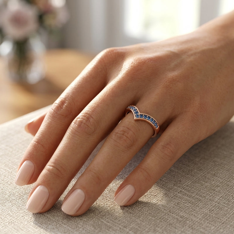 Blue Sapphire Wishbone Ring