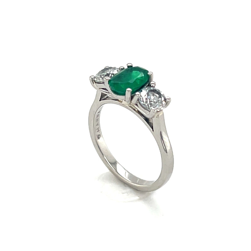 Oval Emerald and diamond trilogy