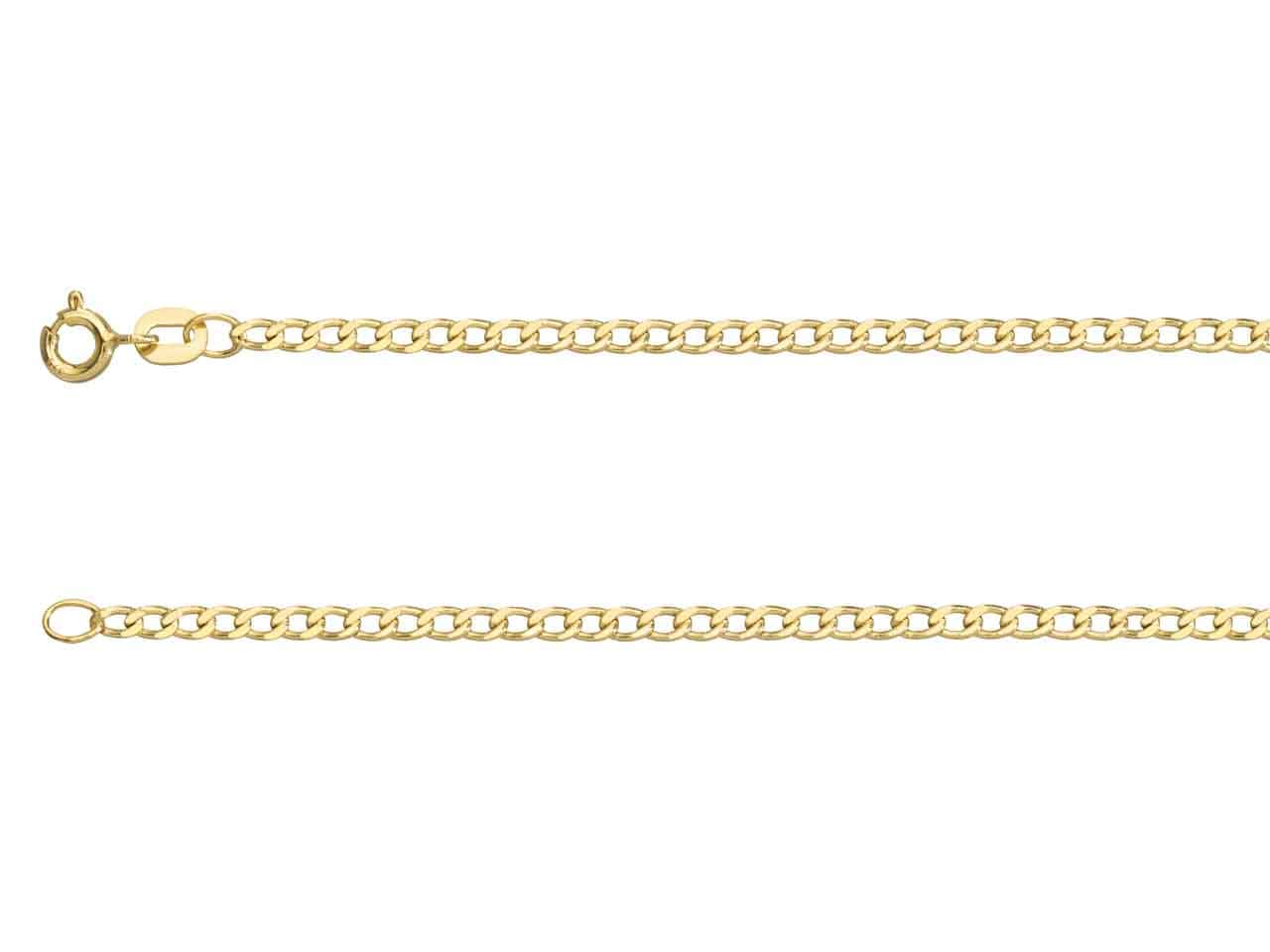 9ct Gold Extra Light Flat Hollow Curb Chain (2.3mm)