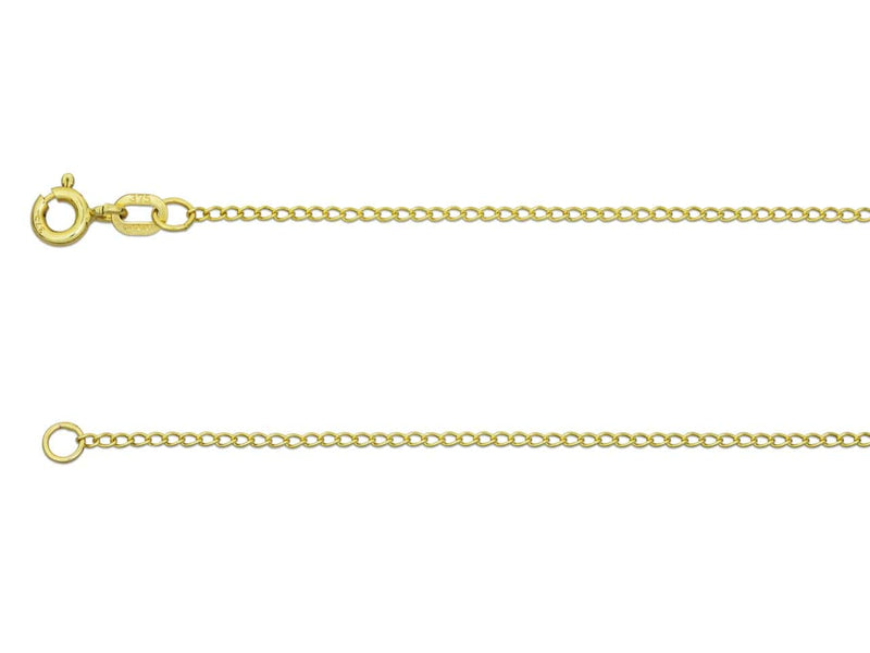 A polished 9ct yellow gold curb chain with a clasp.