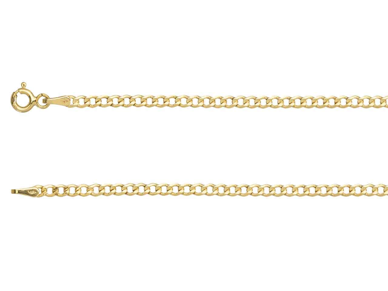 9ct Gold Diamond cut flat hollow Curb Chain (2.6mm)