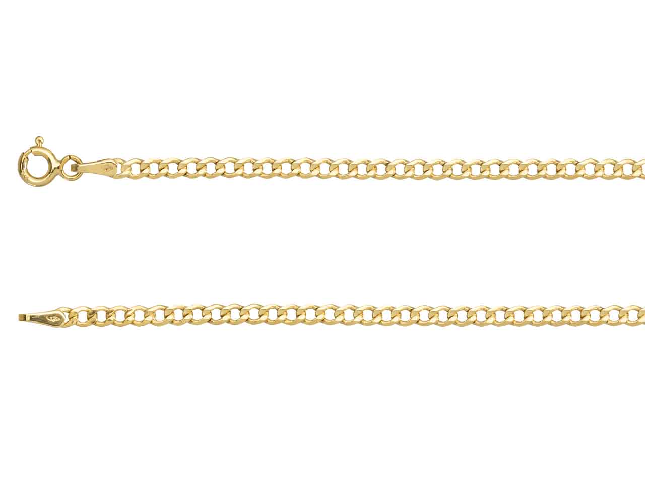 9ct Gold Diamond cut flat hollow Curb Chain (2.6mm)