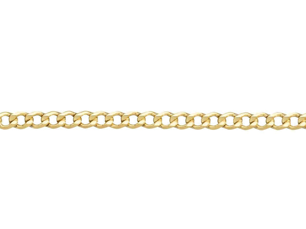 9ct Gold Diamond cut flat hollow Curb Chain (2.6mm)