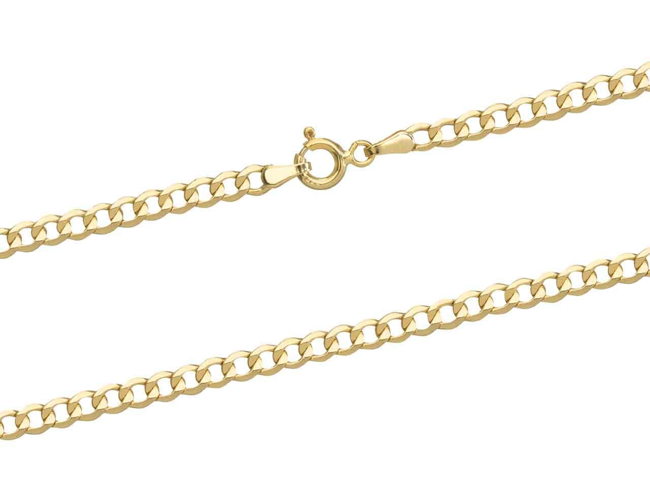 9ct Gold Diamond cut flat hollow Curb Chain (3.3mm)