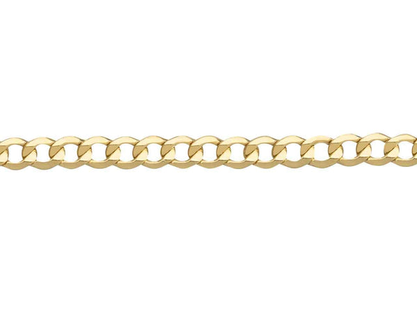 9ct Gold Diamond cut flat hollow Curb Chain (3.3mm)