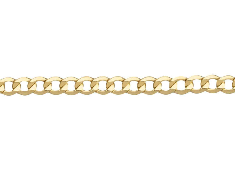 9ct Gold Diamond cut flat hollow Curb Chain (3.3mm)