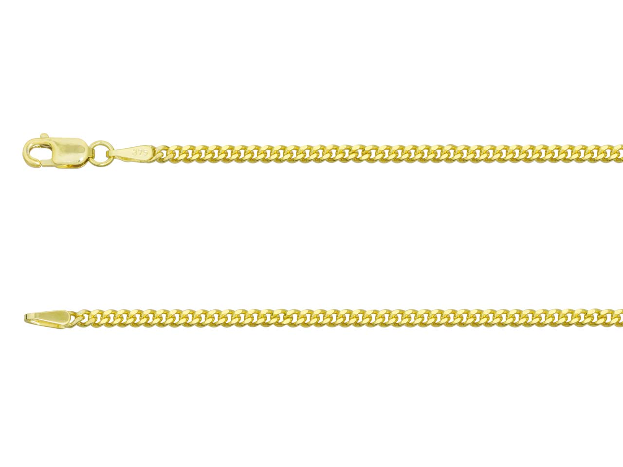 9ct Gold Diamond Cut Curb Chain (2.1mm)
