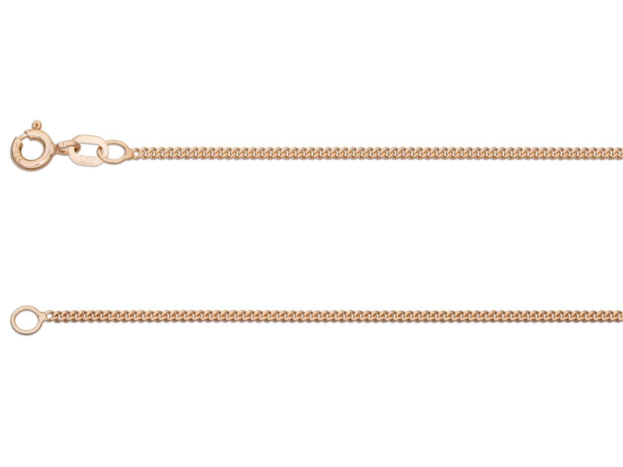 9ct Rose Gold Curb Chain (1.3mm)