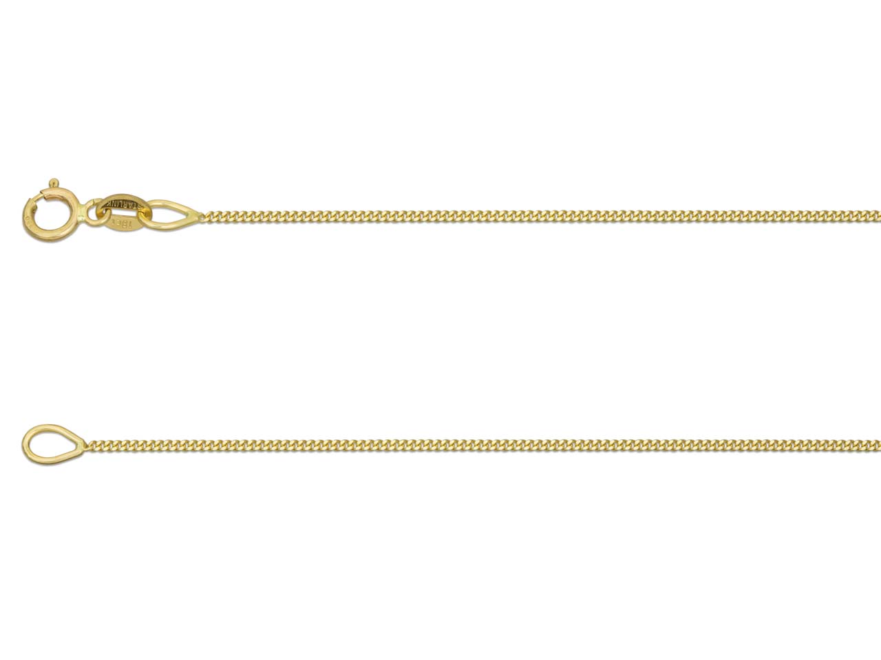 18ct Gold Diamond Cut Curb Chain (0.9mm)