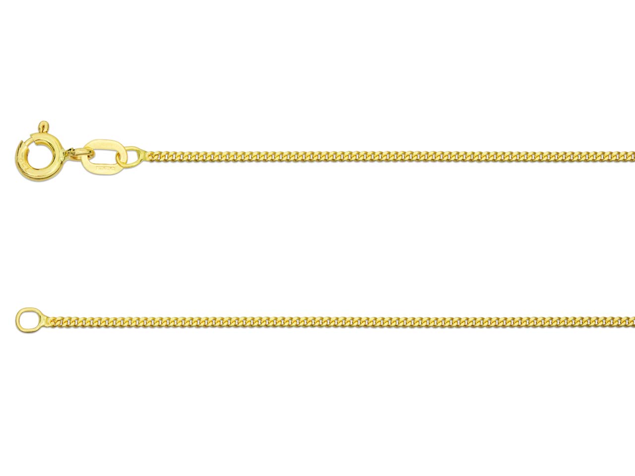 18ct Gold Diamond Cut Curb Chain (1.0mm)