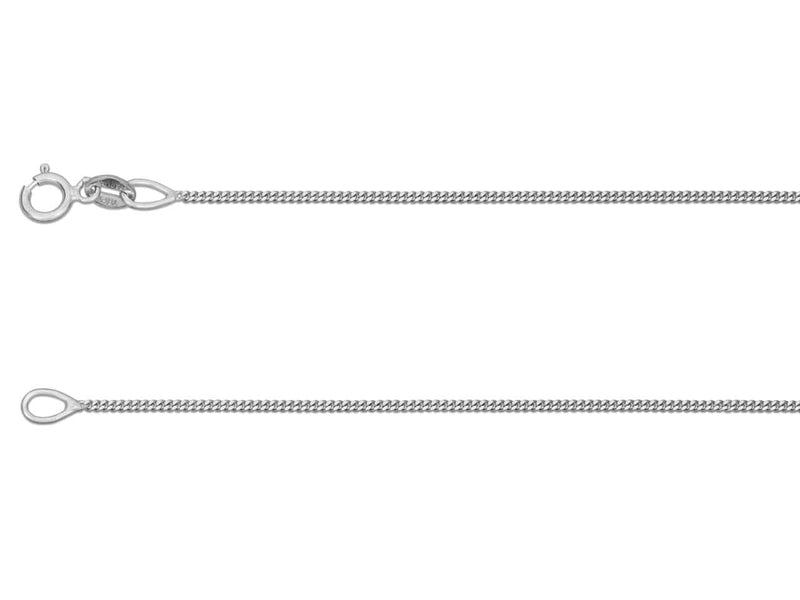 18ct White Gold Diamond Cut Curb Chain (1.0mm)