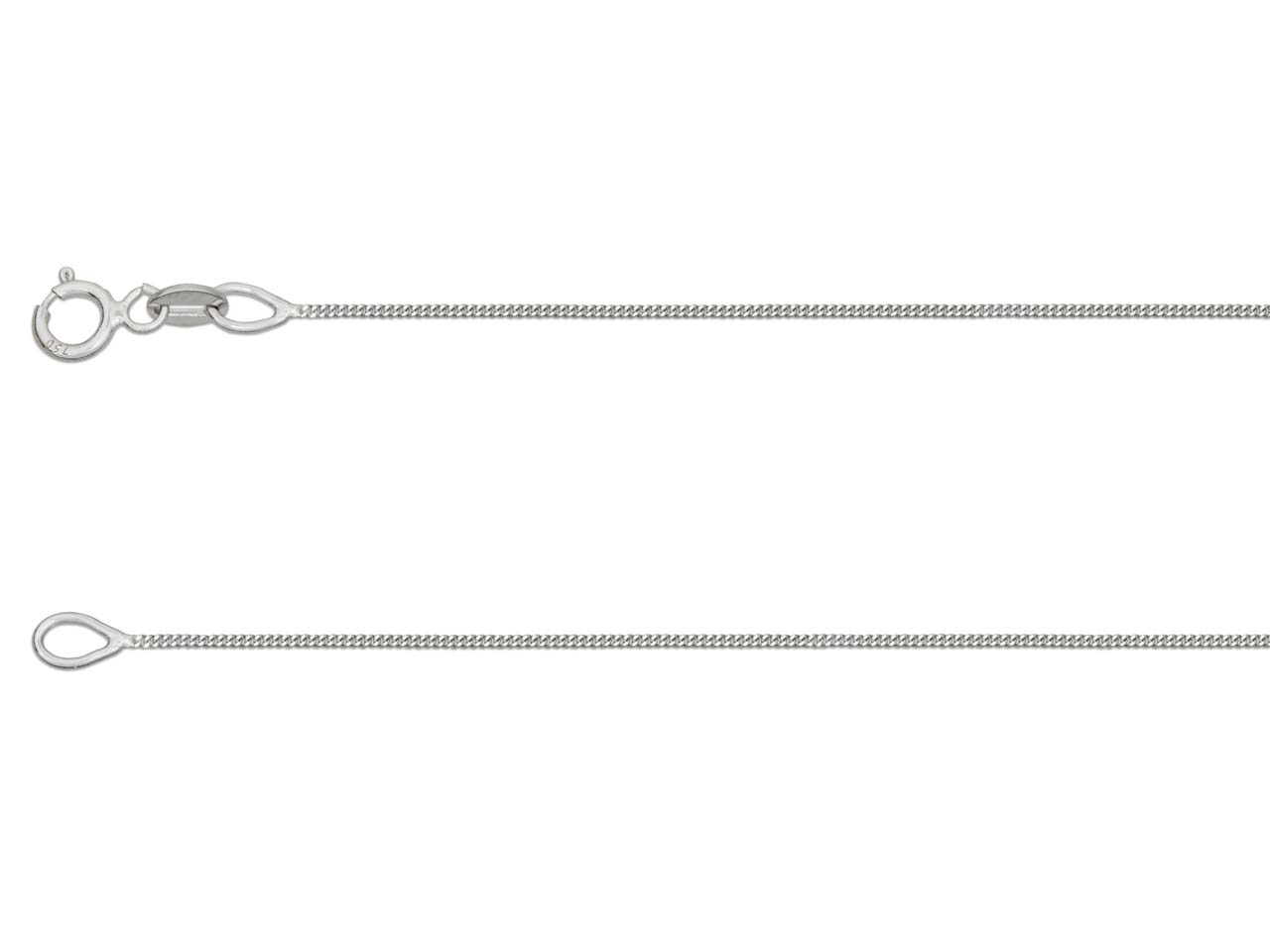 18ct White Gold Diamond Cut Curb Chain (0.7mm)