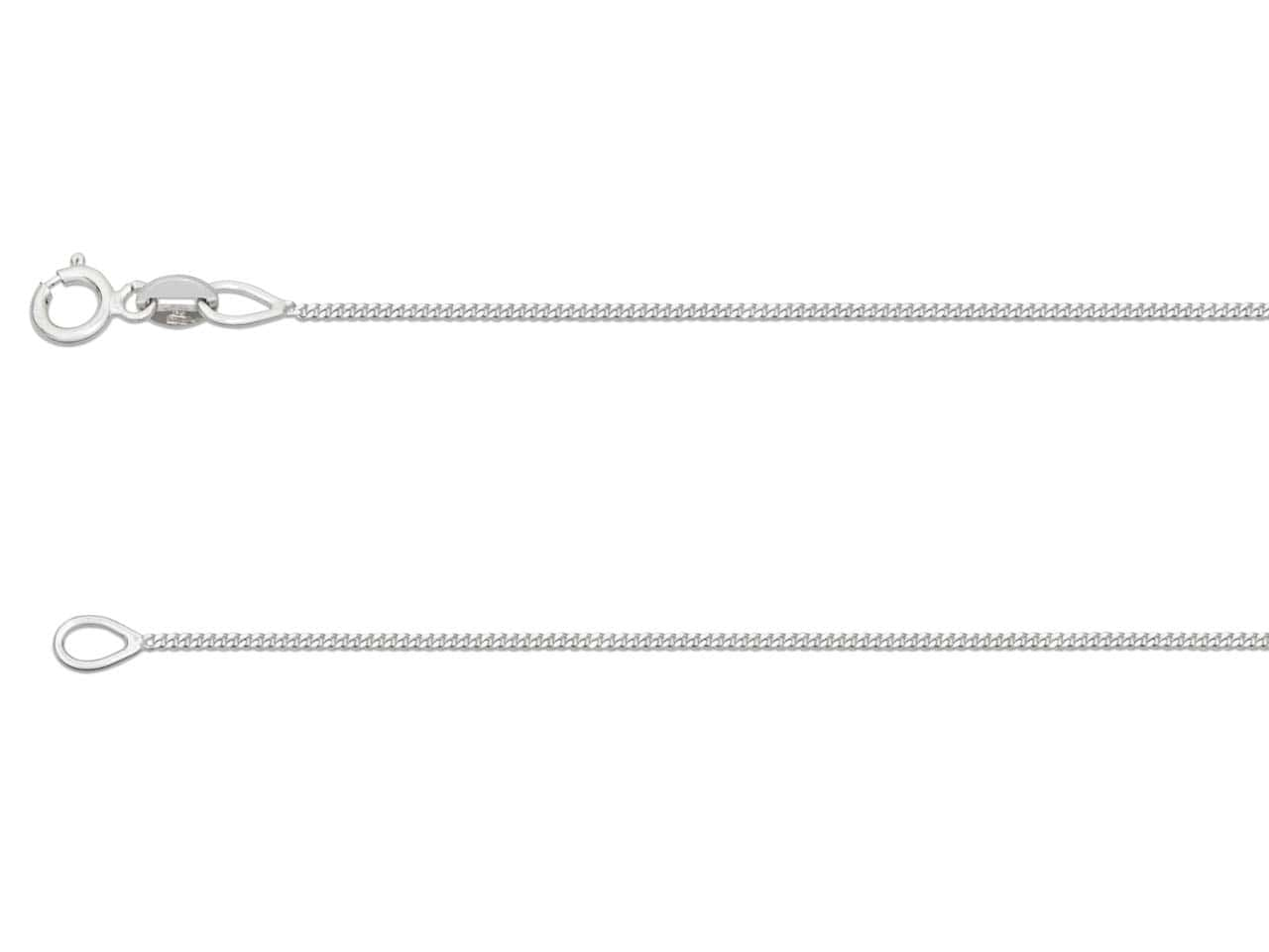 18ct White Gold Diamond Cut Curb Chain (0.9mm)