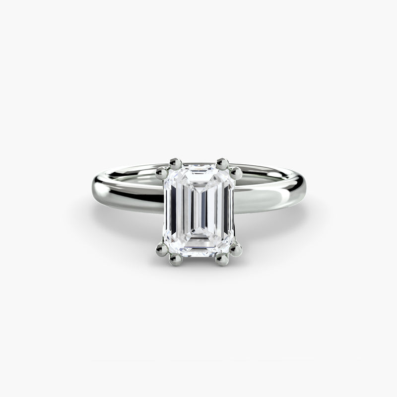 solitaire ring with an emerald-cut diamond