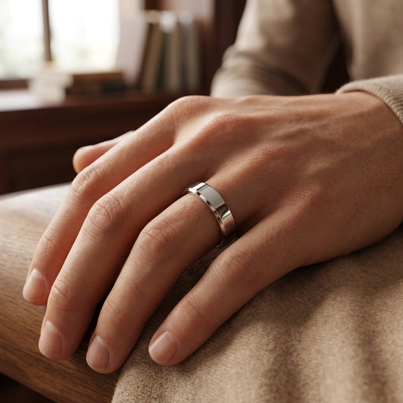 Mens Bevelled Wedding Ring