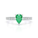 White gold Pear Emerald with Diamond Set Shoulders Engagement Ring