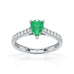 White gold Pear Emerald with Diamond Set Shoulders Ring