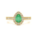 Yellow Gold  Diamond Halo Emerald Engagement Ring 