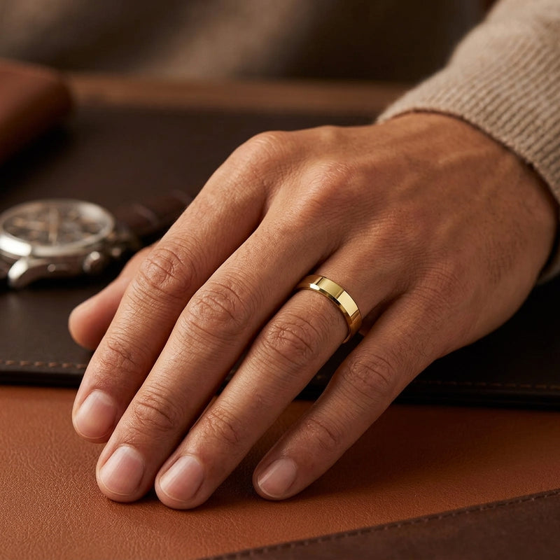 Mens Bevelled Wedding Ring