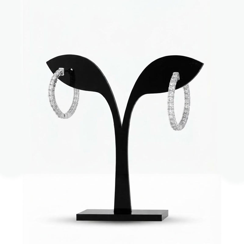 18K White Gold Radiant Inside-Out Diamond Hoop Earrings
