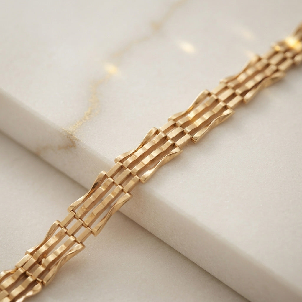 9K Yellow Gold Vintage Gate Link Bracelet