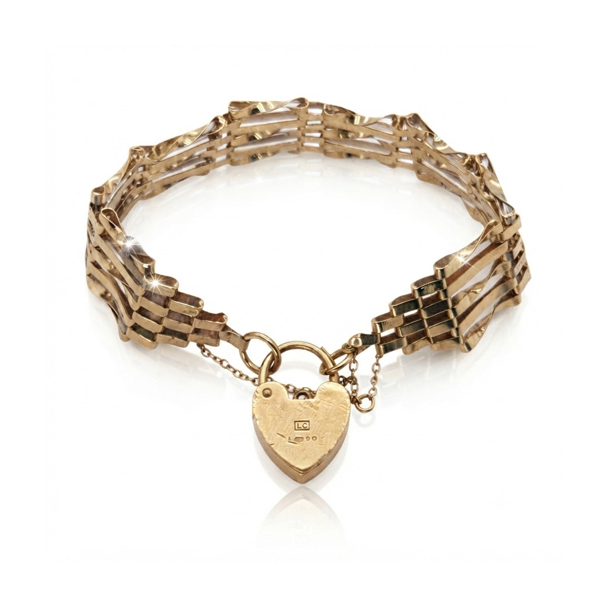 9K Yellow Gold Vintage Multi-Bar Gate Link Bracelet