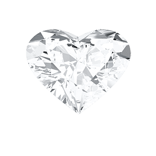 A heart-shaped, highly polished diamond with visibleFacets and clear internal structures.