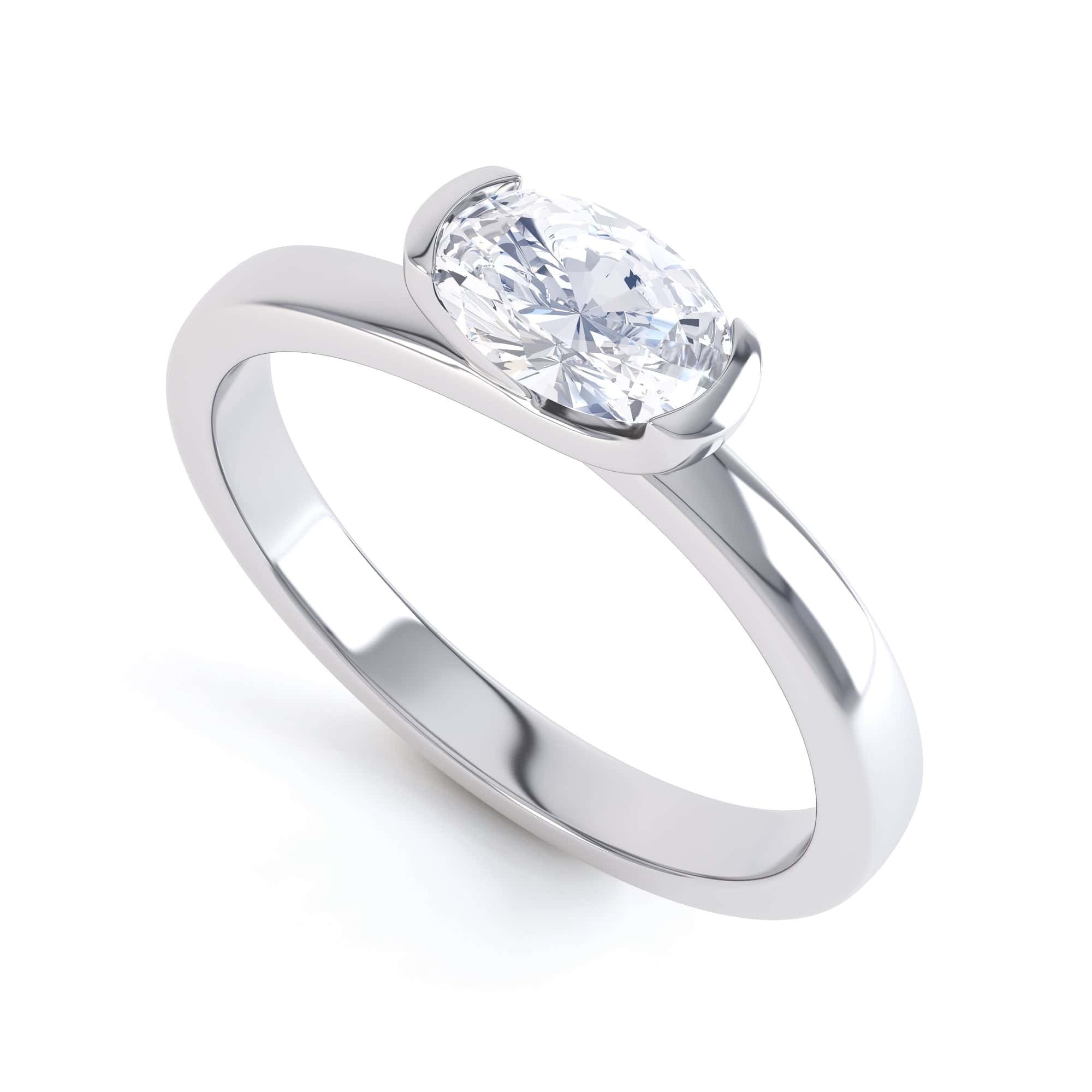 Oval Cut Centre Stone, Twist Shank, Diamond Engagement Ring