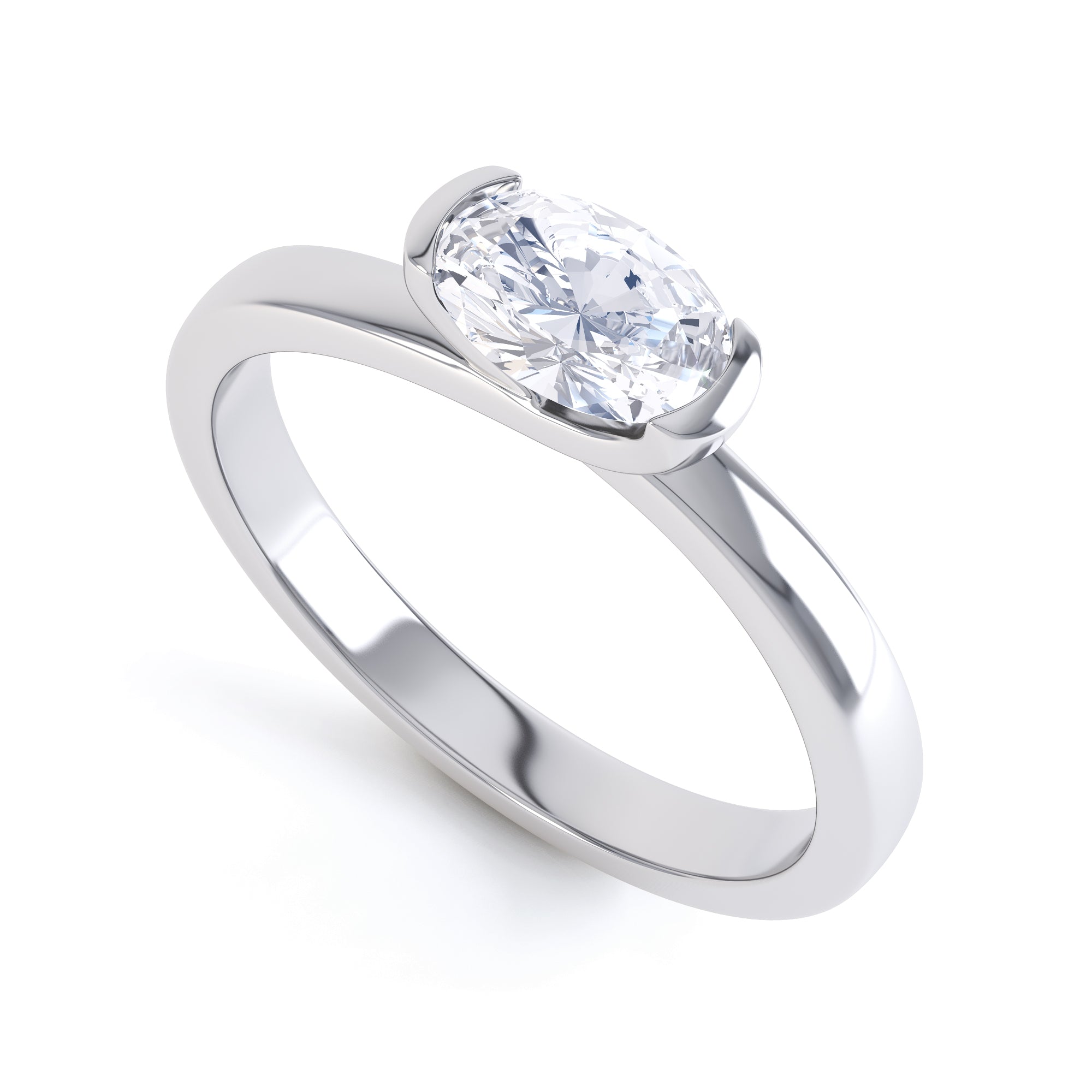 Oval Cut Centre Stone, Twist Shank, Diamond Engagement Ring