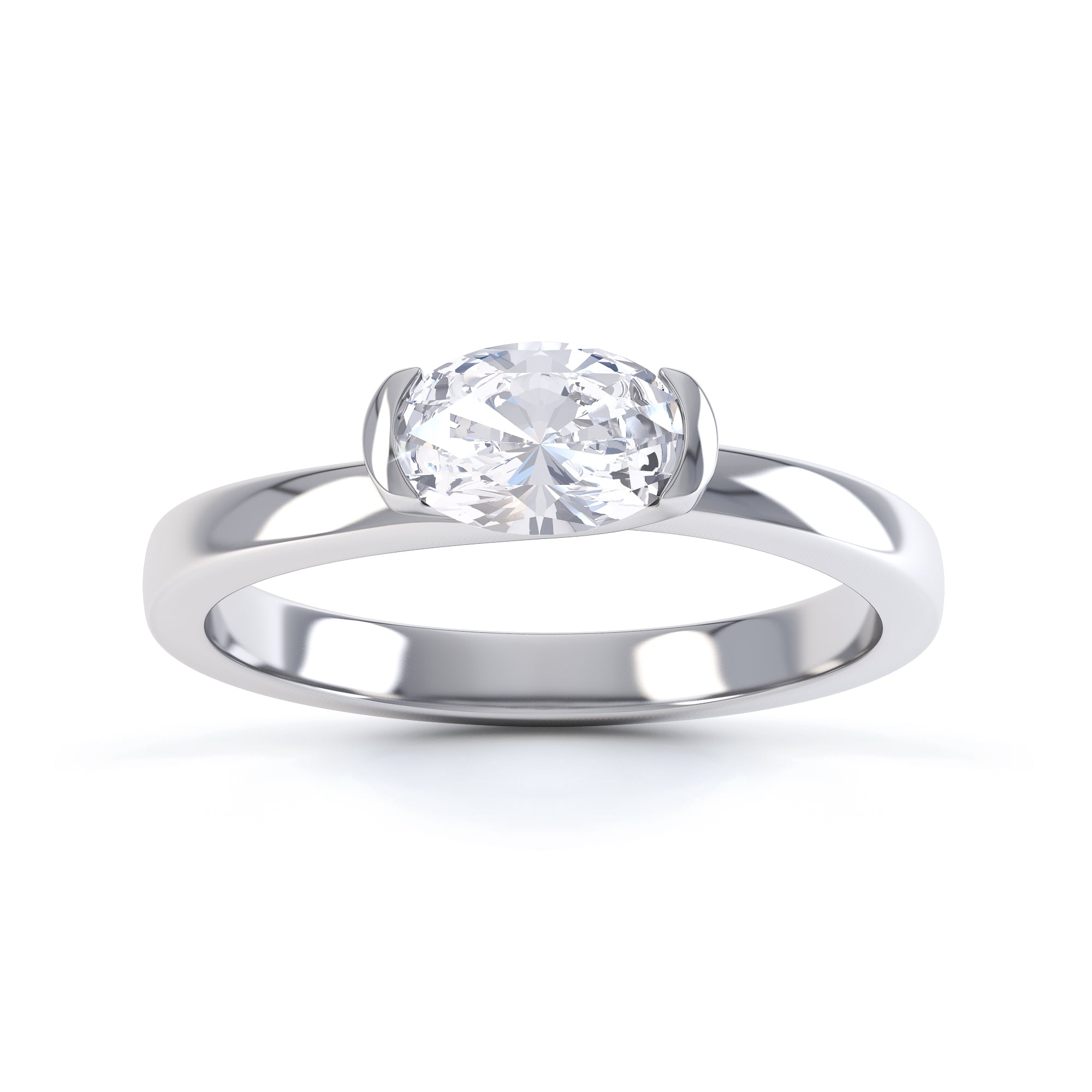 Oval Cut Centre Stone, Twist Shank, Diamond Engagement Ring