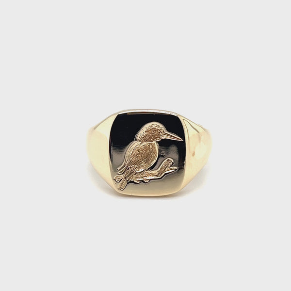 18ct Gold Kingfisher Signet Ring