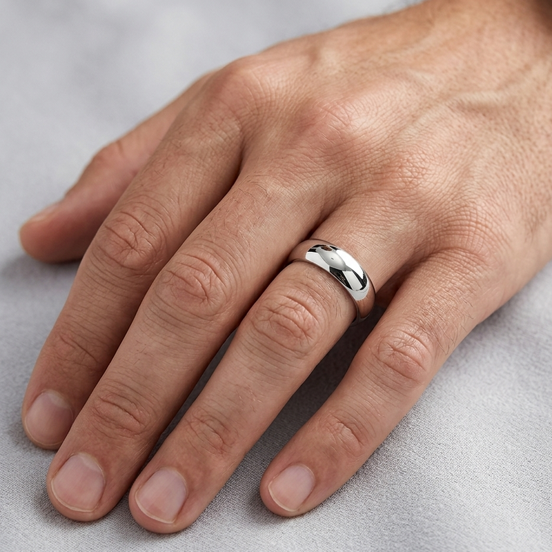 Mens D Shape Wedding Ring