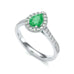 white Gold Diamond Halo Emerald Engagement Ring 