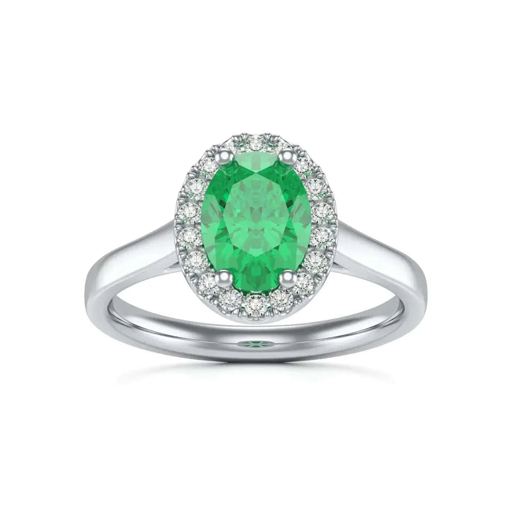 Rose gold Gold Halo Emerald Engagement Ring - Oval Shape