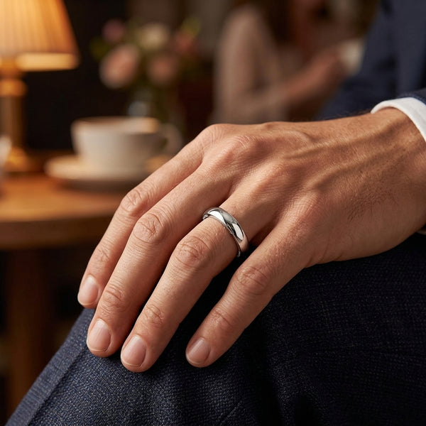 Mens D Shape Wedding Ring