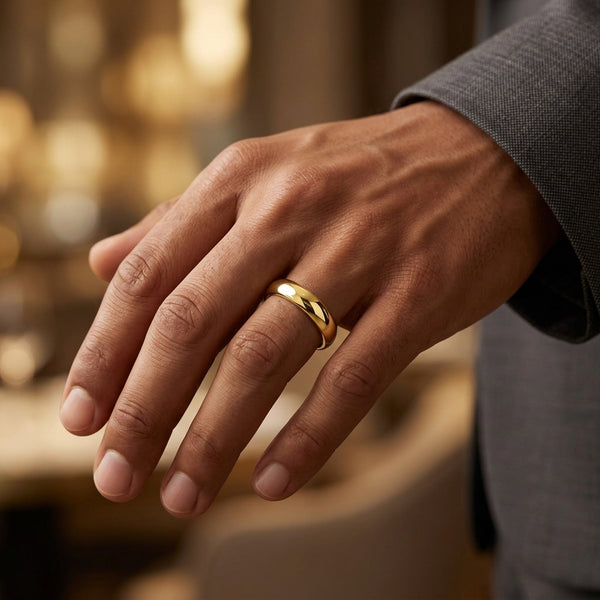 Mens D Shape Wedding Ring