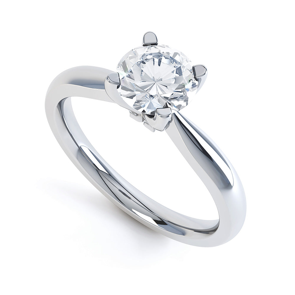 Round Brilliant Cut Centre Stone, 4 claw, Knife Edge Shoulders, Diamond Engagement Ring