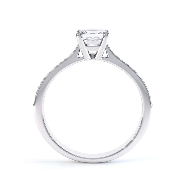 Princess Cut Centre Stone, Four Claw, Parallel Shoulders, Diamond Engagement Ring