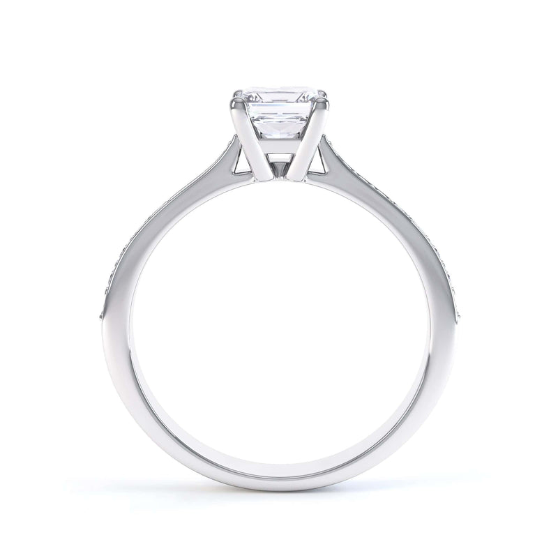 Princess Cut Centre Stone, Four Claw, Parallel Shoulders, Diamond Engagement Ring
