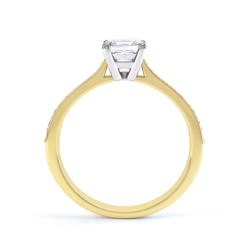 Princess Cut Centre Stone, Four Claw, Parallel Shoulders, Diamond Engagement Ring