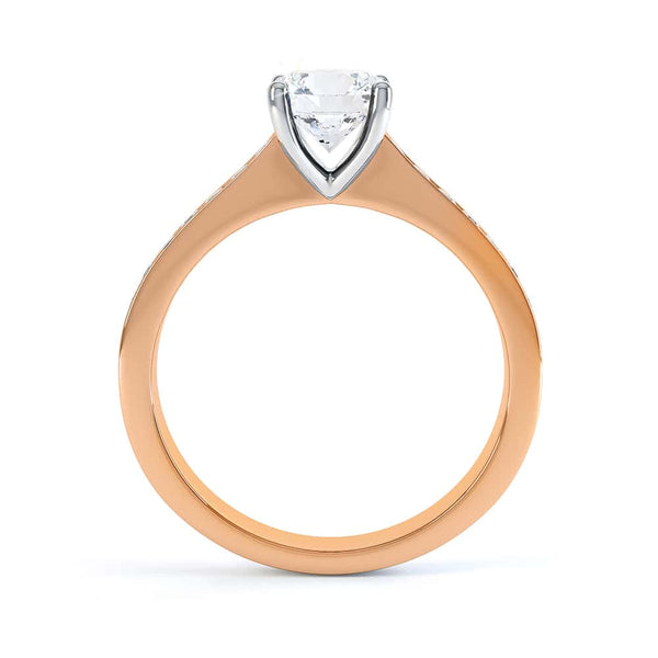 Round Brilliant Cut Centre Stone, Four Claw, Parallel Channel Set Shoulders, Diamond Engagement Ring