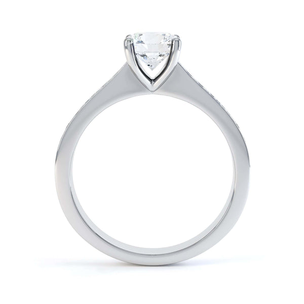 Round Brilliant Cut Centre Stone, Four Claw, Parallel Channel Set Shoulders, Diamond Engagement Ring