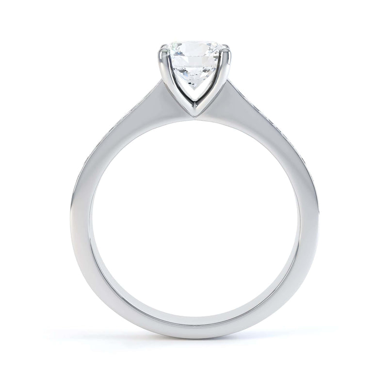 Round Brilliant Cut Centre Stone, Four Claw, Parallel Channel Set Shoulders, Diamond Engagement Ring