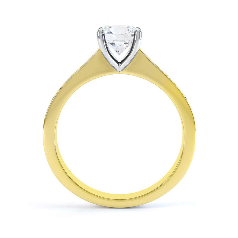 Round Brilliant Cut Centre Stone, Four Claw, Parallel Channel Set Shoulders, Diamond Engagement Ring