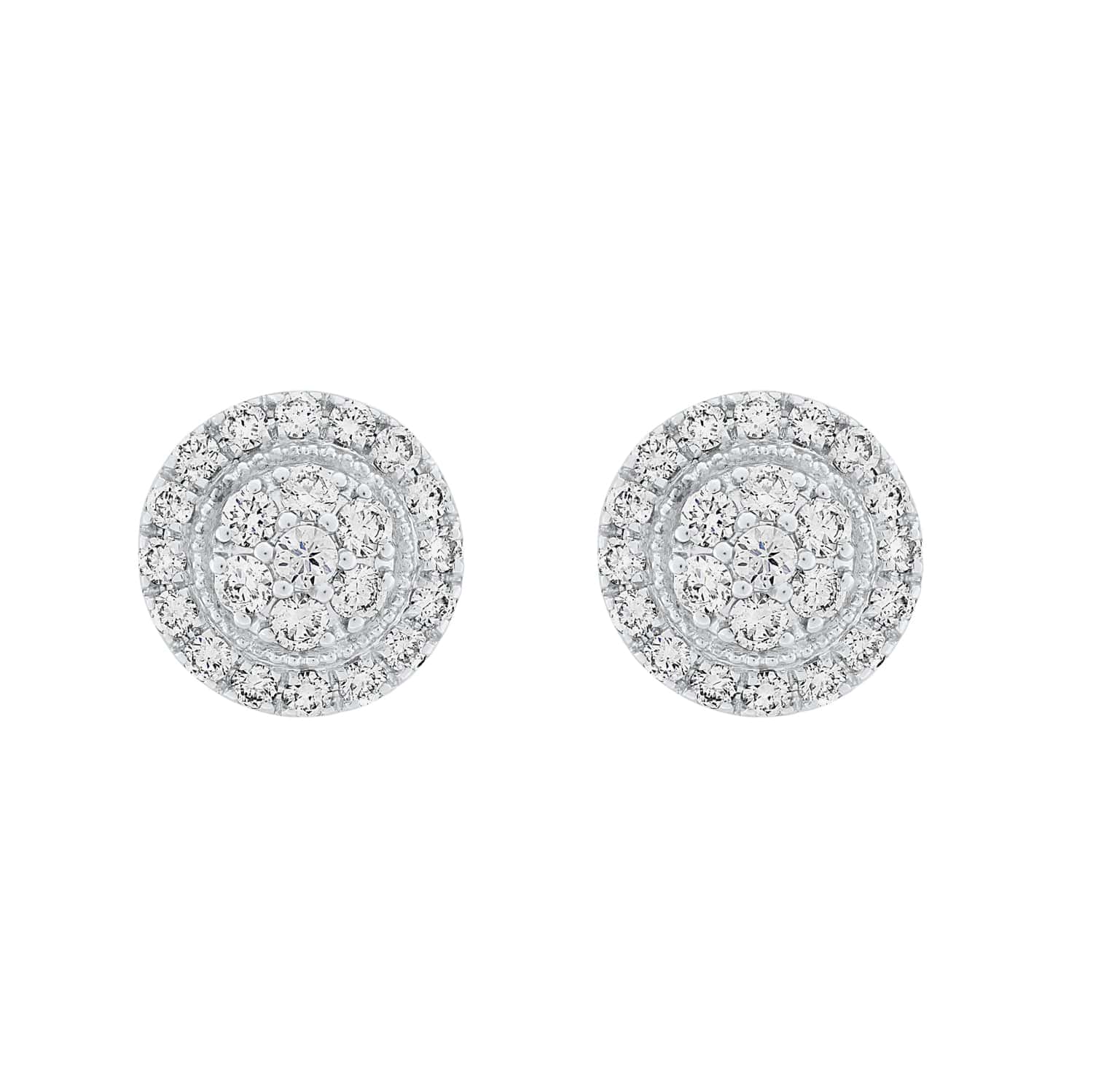 Round Diamond Cluster Earrings