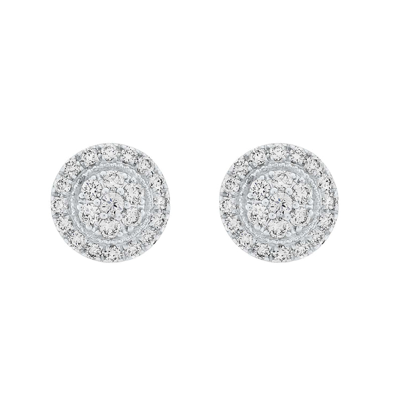 Round Diamond Cluster Earrings
