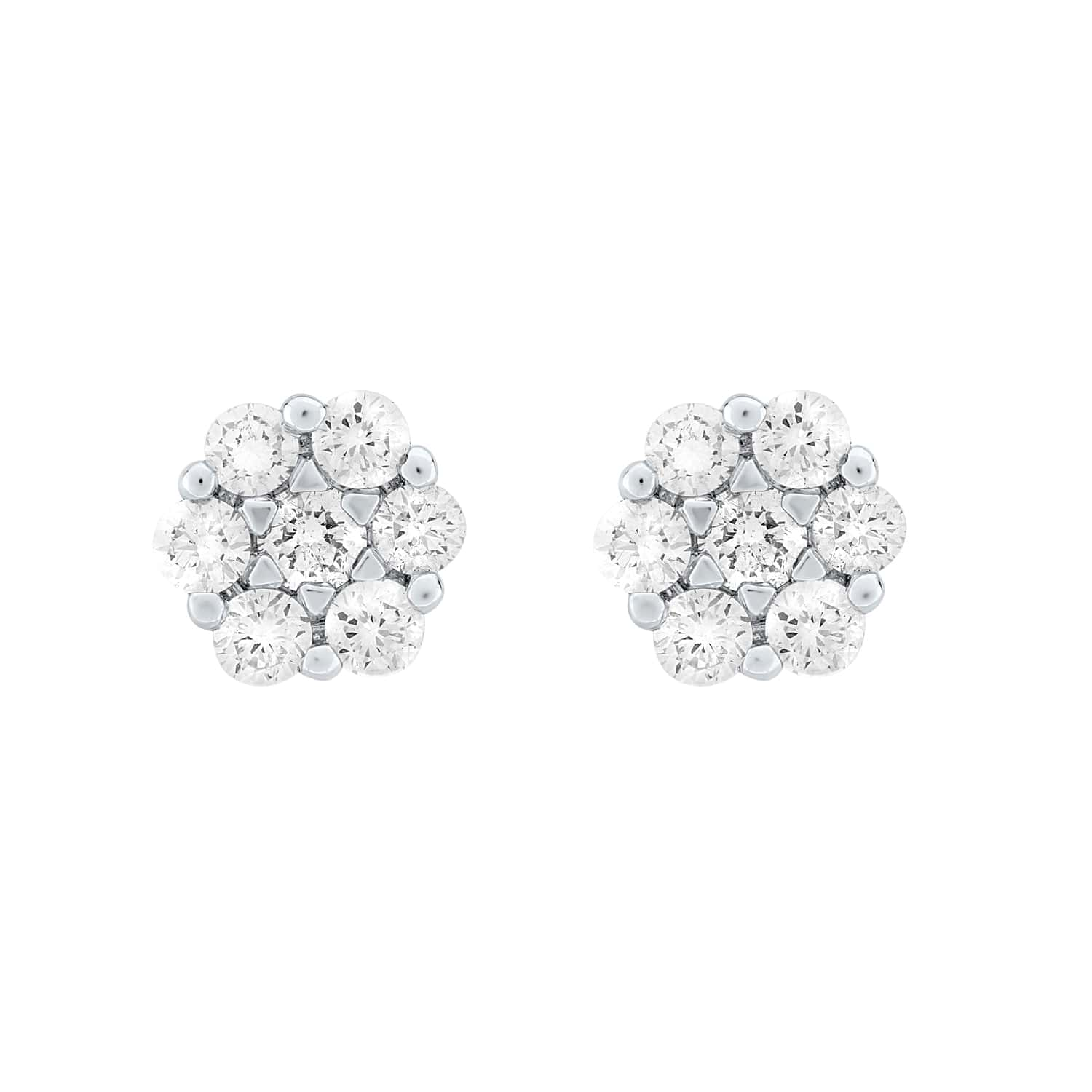 Floral Diamond Cluster Earrings