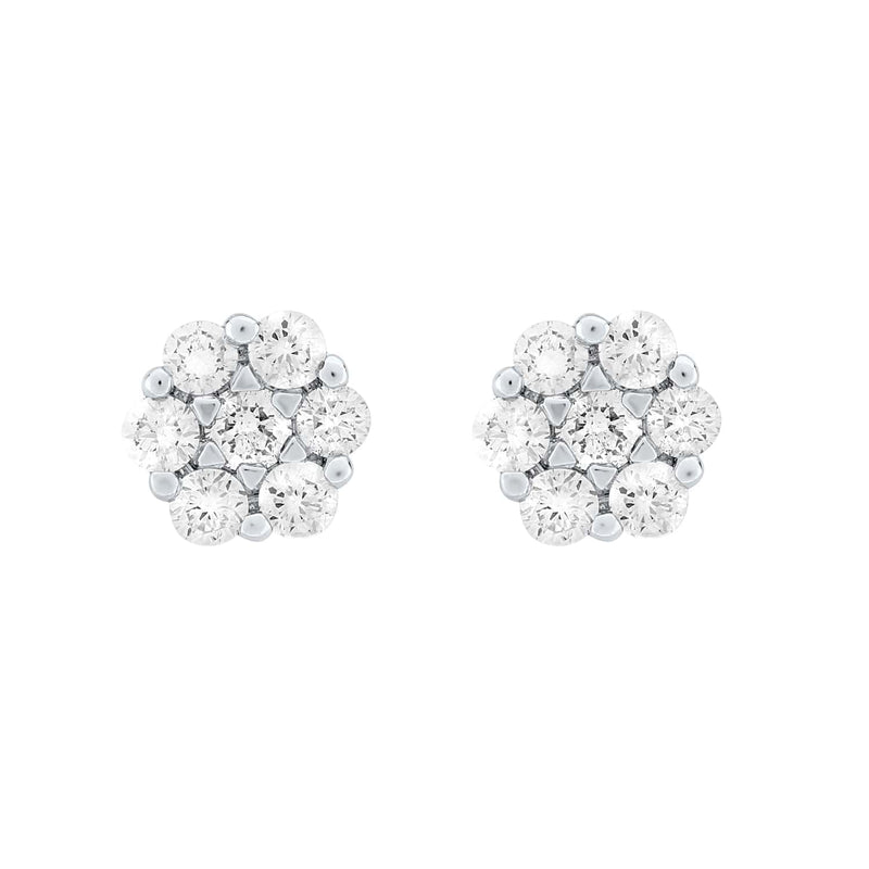 Floral Diamond Cluster Earrings