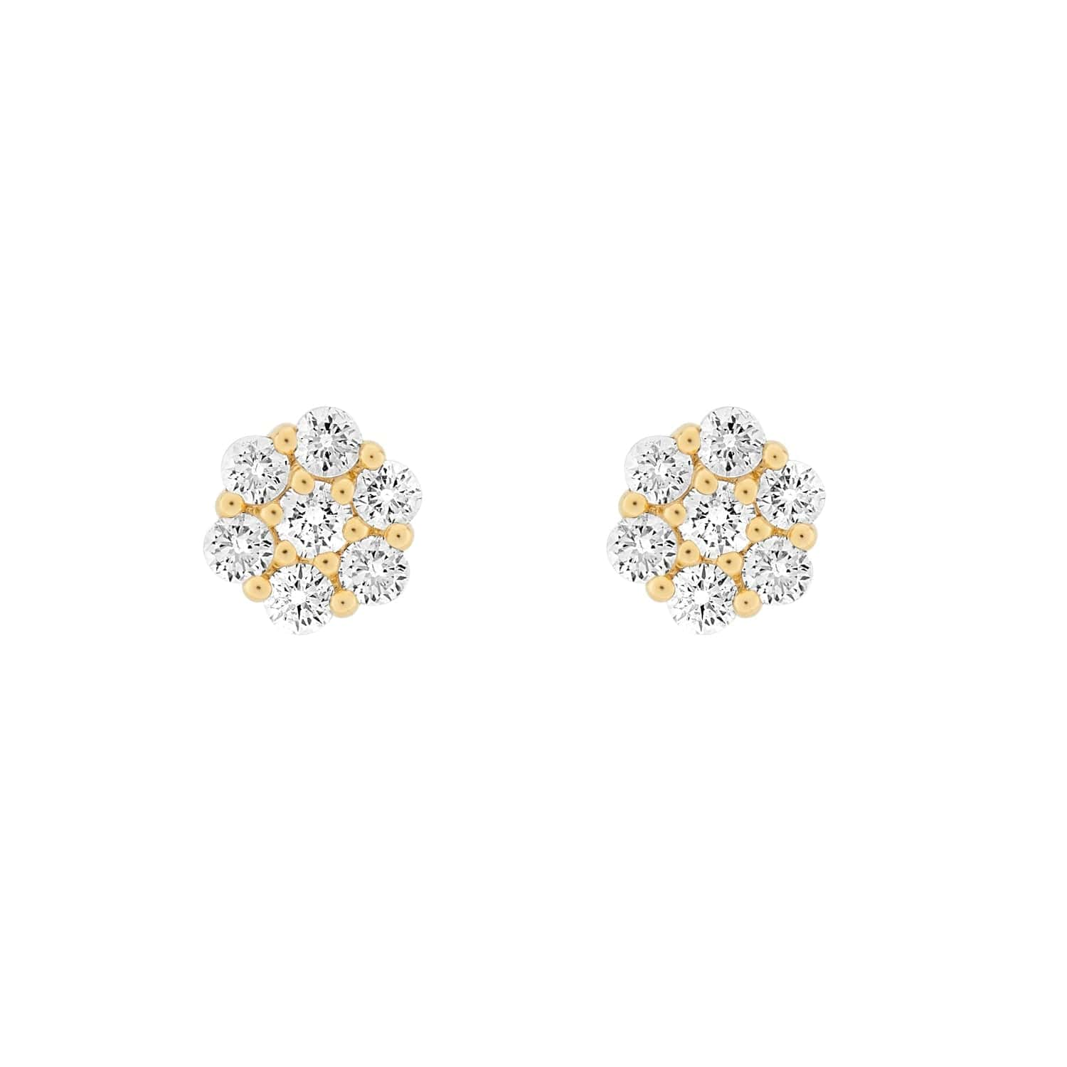 Flower Diamond Cluster Earrings