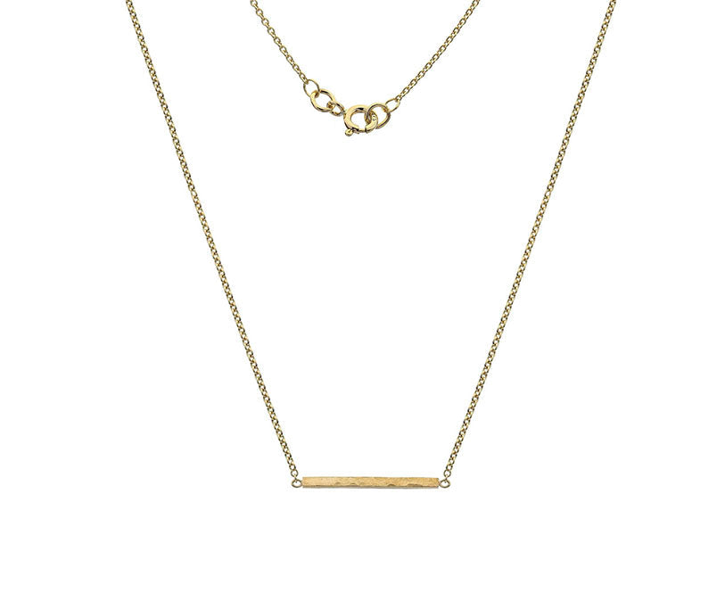 9ct Yellow Gold  Hammered Square Bar Pendant